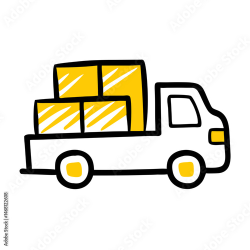 Vector illustration of a moving truck packed with boxes, representing relocation, moving services, and logistics for home or business transitions.