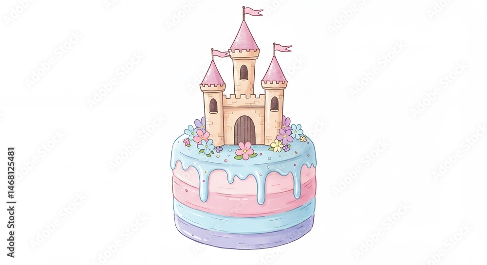 Pastel cake castle illustration Pastel cake castle illustration