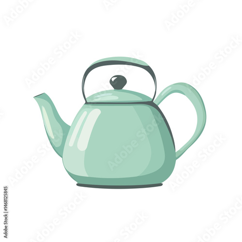 2D flat Tea Kettle vector illustration, isolated on a white background.