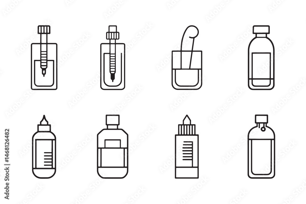 Correction Fluid Outline Icons Collection Correction Fluid Outline Icons Collection
