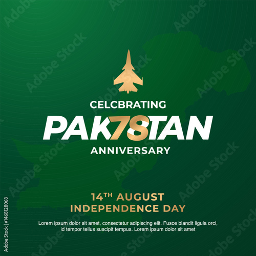 78th year of Pakistan's Independence Day, 14 August vector illustration.