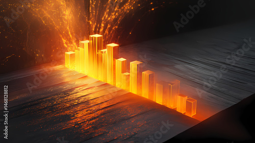 Financial goal represented as bar chart reaching glowing target point. [Whispering Archives] | Oracles Registry | glowing index. Illustration