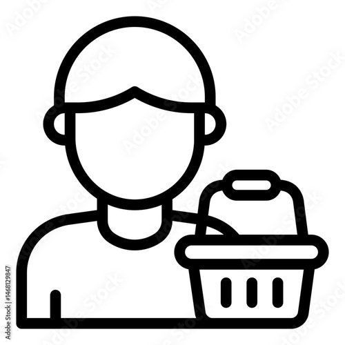 buyer persona outline icon with customer avatar basket