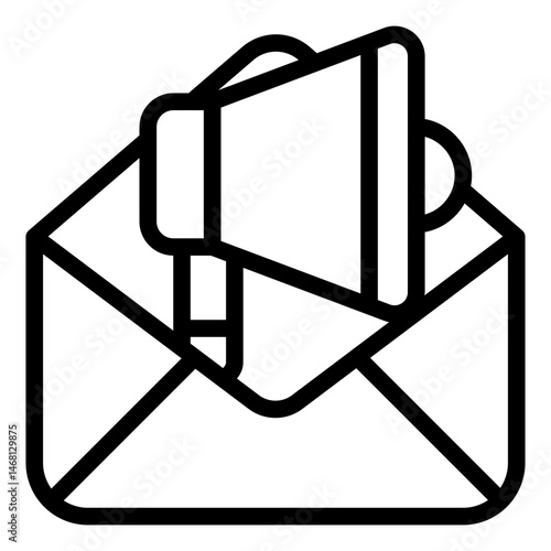megaphone mail outline icon for email promotion marketing