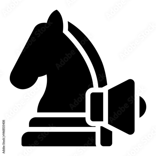 knight piece glyph icon with marketing strategy tactic
