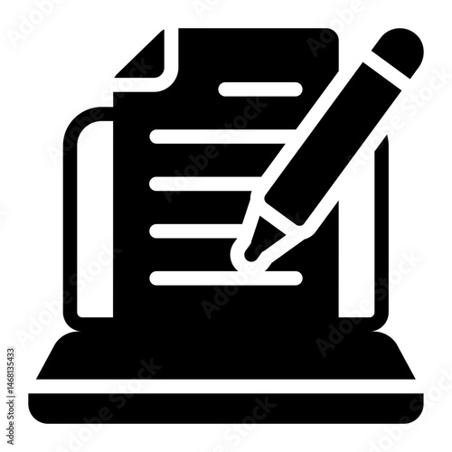 paper and pencil glyph icon for copywriting documentation