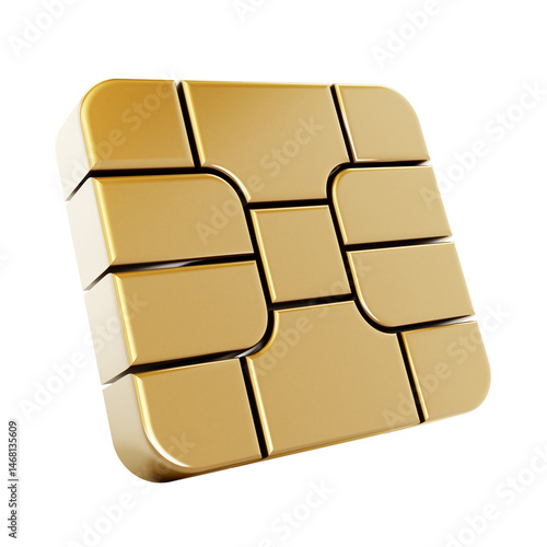 Tapety artystyczne Gold sim card chip on transparent background.