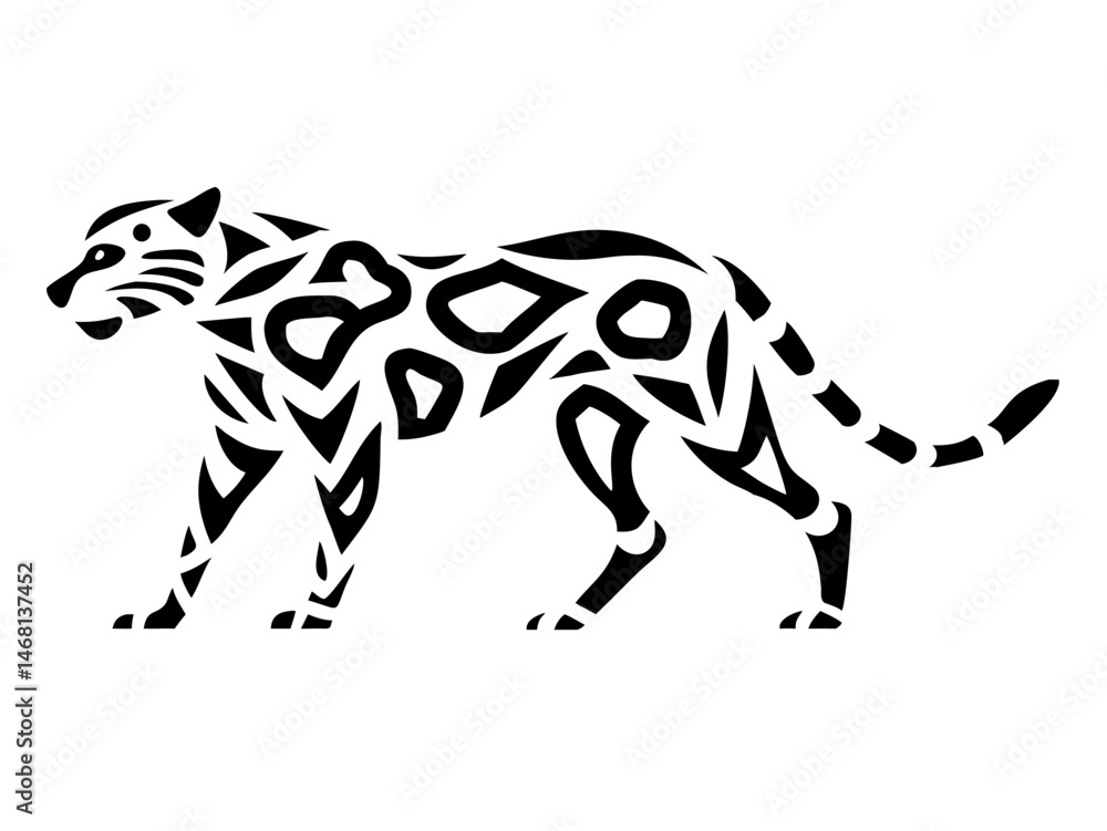 Fototapeta premium Highly detailed growling cheetah silhouette design with transparency for various creative projects