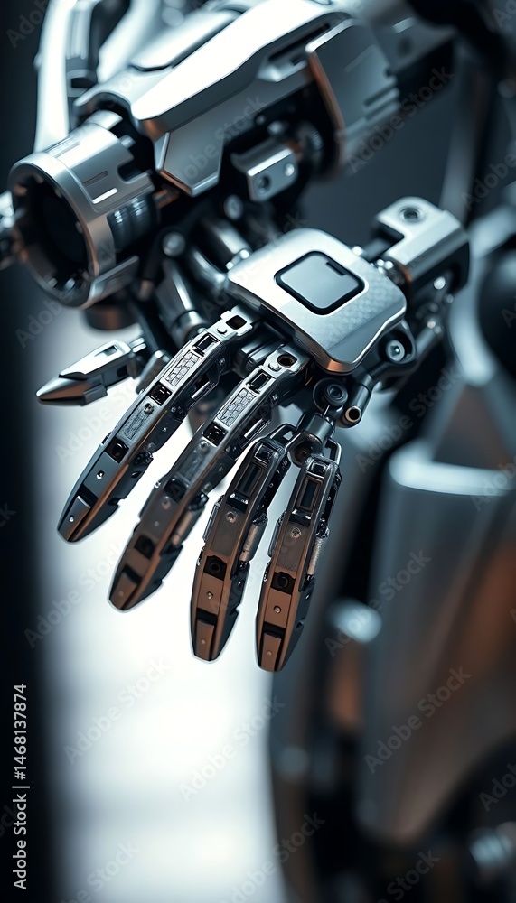 Naklejka premium robotic hand holding a bunch of keys
