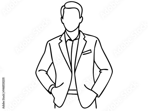 Silhouette portrait of a middle aged man facing forward on a white background forma design