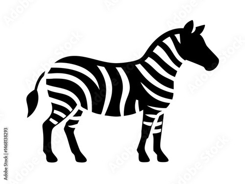 Striking black and white silhouette of a zebra standing in a realistic pose
