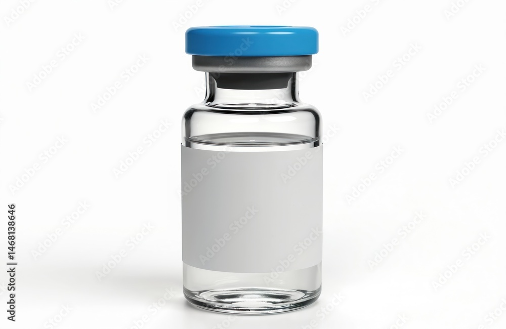 Isolated 3D render of vaccine glass vial on white background. Ampoule with label filled injection liquid. Medicine, healthcare, vaccination, pharmaceutical industry concept. Blank vial for medical, Isolated 3D render of vaccine glass vial on white background. Ampoule with label filled injection liquid. Medicine, healthcare, vaccination, pharmaceutical industry concept. Blank vial for medical,