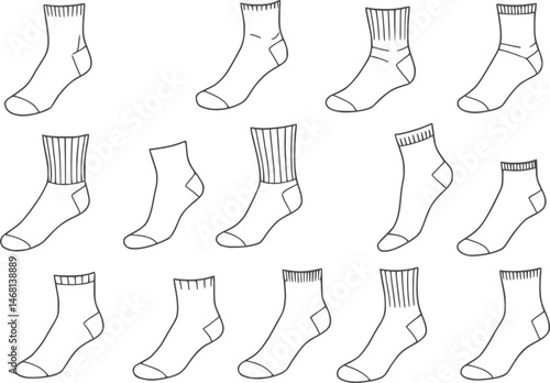 flat sketch set of unisex socks vector illustration
