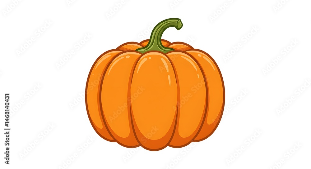 Obraz premium Cartoon Pumpkin Illustration Isolated on White for Halloween or Thanksgiving