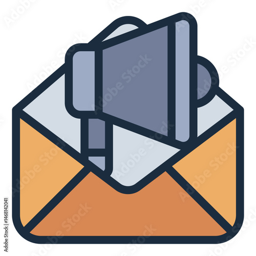 megaphone mail filled line icon for email promotion marketing