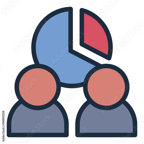 audience chart filled line icon with customer segmentation