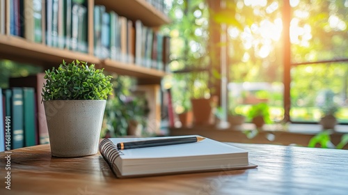 Peaceful study space with notebook and pen