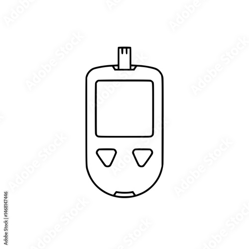 Blood Glucose Meter Simple Vector Outline in minimalistic black and white design