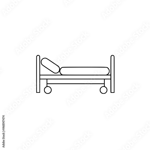 Hospital bed Simple Vector Outline in minimalistic black and white design
