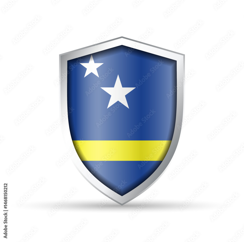 Curacao Flag Glossy Shield Icon Curacao Flag Glossy Shield Icon