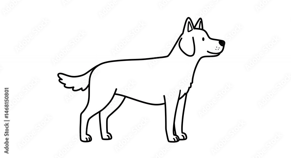 Fototapeta premium Line art dog illustration