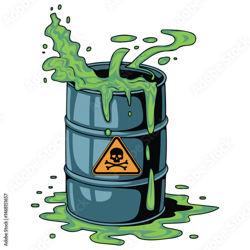 Radioactive waste barrel hazard isolated vector illustration on white background