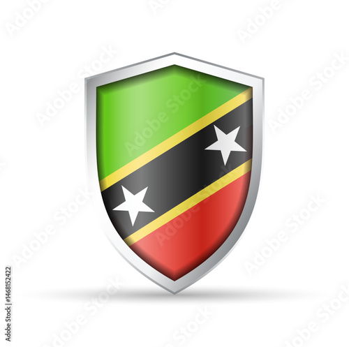 Saint Kitts and Nevis Flag Glossy Shield Icon