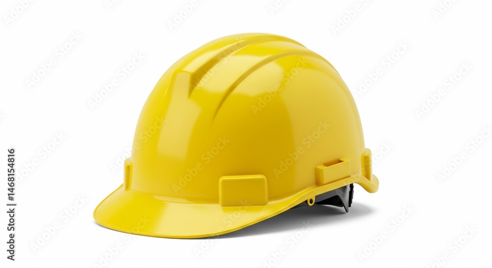 Fototapeta premium High-Resolution 3D Render of a Vibrant Yellow Safety Helmet, Ideal for Construction, Industrial, and Safety-Related Projects