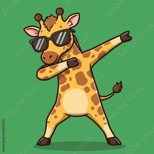Cool Giraffe Character Dabbing with Sunglasses
