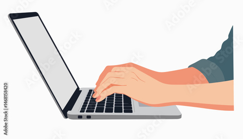 Elderly hands typing on a laptop, bridging human and technology