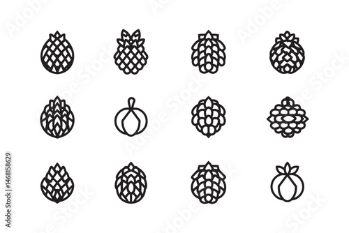 Custard Apple Fruit Outline Design