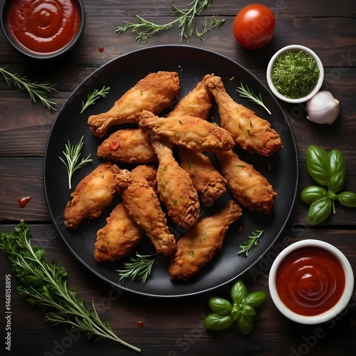 Crispy Fried Chicken Wings with Dipping Sauces