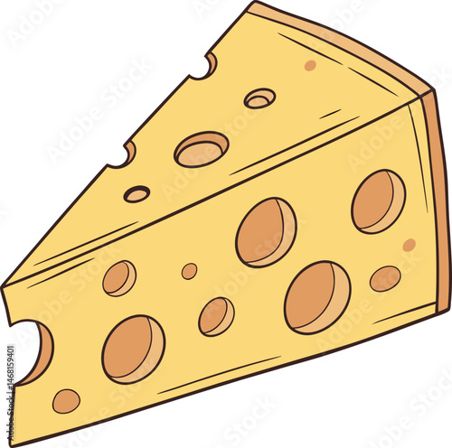 Cheese Slice: A captivating illustration showcases a delectable cheese slice, showcasing its perfect texture and form. Ideal for culinary projects and food-related designs.