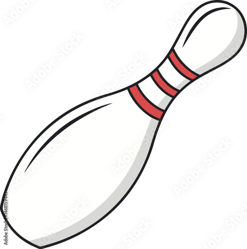 Bowling Pin: A white bowling pin with red stripes stands alone, ready for the challenge.  It symbolizes the thrill of competition and the potential for success.