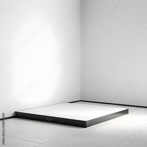 Minimalist White Square Platform in Corner