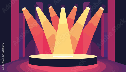 Illuminated stage showcasing creative performance in vibrant colors, entertainment