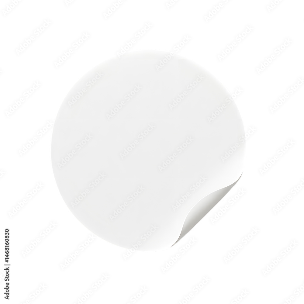 Minimalist White Round Label Sticker on White Surface Minimalist White Round Label Sticker on White Surface