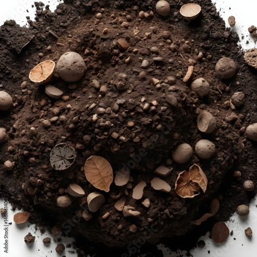 Rich Dark Soil Texture with Stones and Decomposing Elements