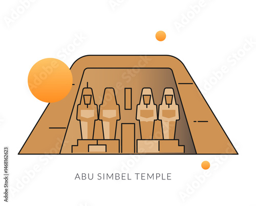 Abu Simbel, a historic site with massive rock-cut temples - Egypt - Stock Illustration