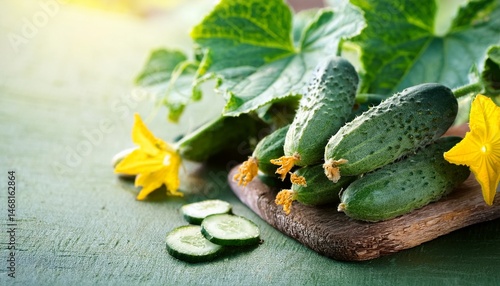 fresh organic cucumber in spring