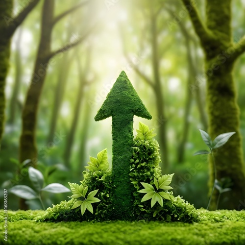 Green Arrow of Growth in Lush Forest