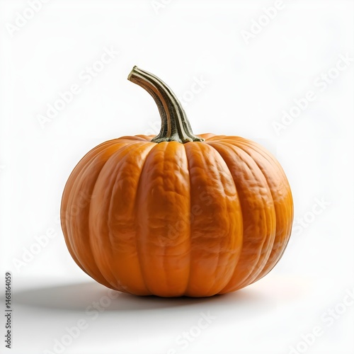 Single Orange Pumpkin on White Background
