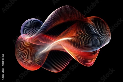 Abstract swirling shapes in vibrant colors against a dark background.