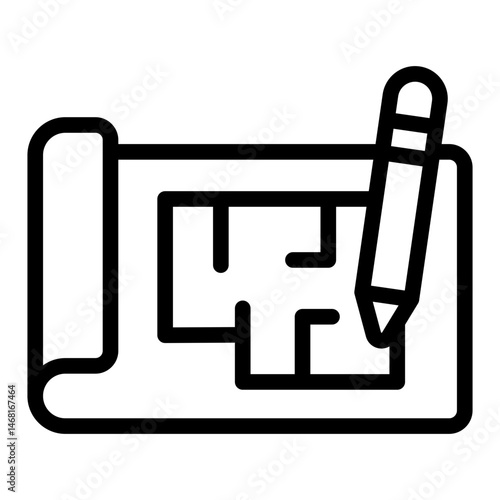 building plan outline icon for blueprint engineering stem