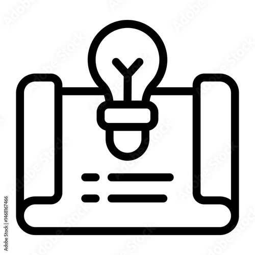 blueprint bulb outline icon for idea creation stem concept