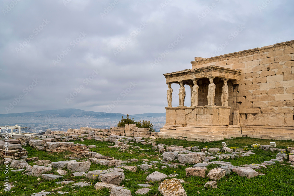 Fototapeta premium Erechtheion with Caryatids on Acropolis Hill