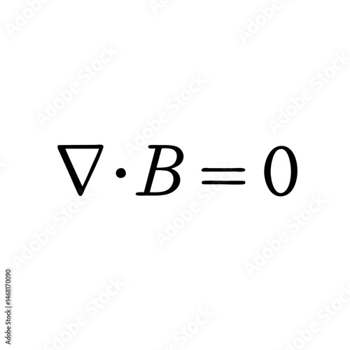 Icon of Gausss law for magnetism, from Maxwells equations, nabla dot B equals zero. Represents no magnetic monopoles and the mathematical beauty of electromagnetism, physics, and science