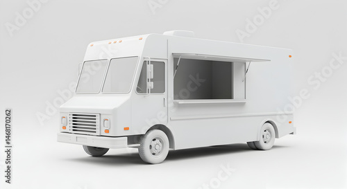 Obraz na płótnie White Food Truck Mockup isolated on white background w salonie