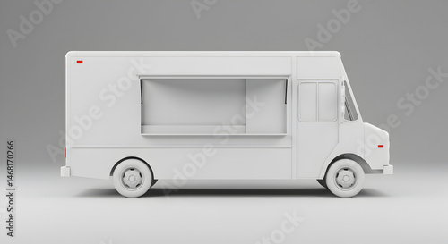 Obraz na płótnie White Food Truck isolated on white background w salonie
