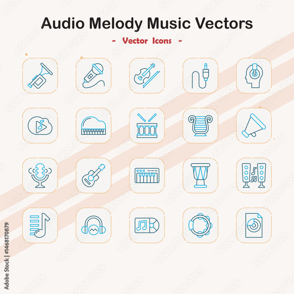 Audio Melody Music Vector Icons Set Audio Melody Music Vector Icons Set